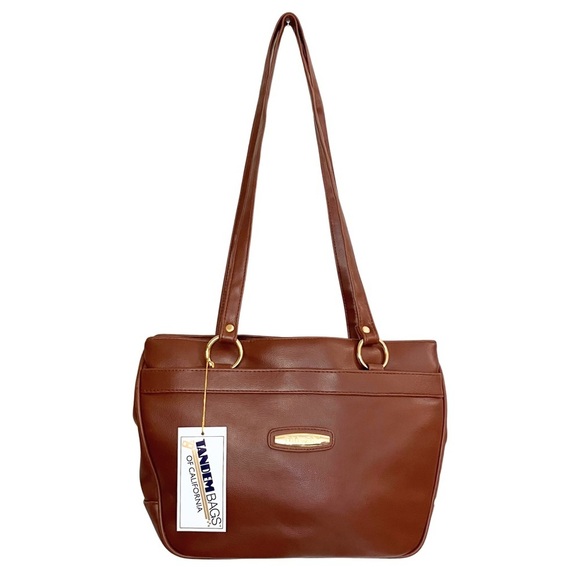 Vtg 90s Tandem of California TanSac Large Brown Shoulder Bag. Genuine leather. - Picture 2 of 12